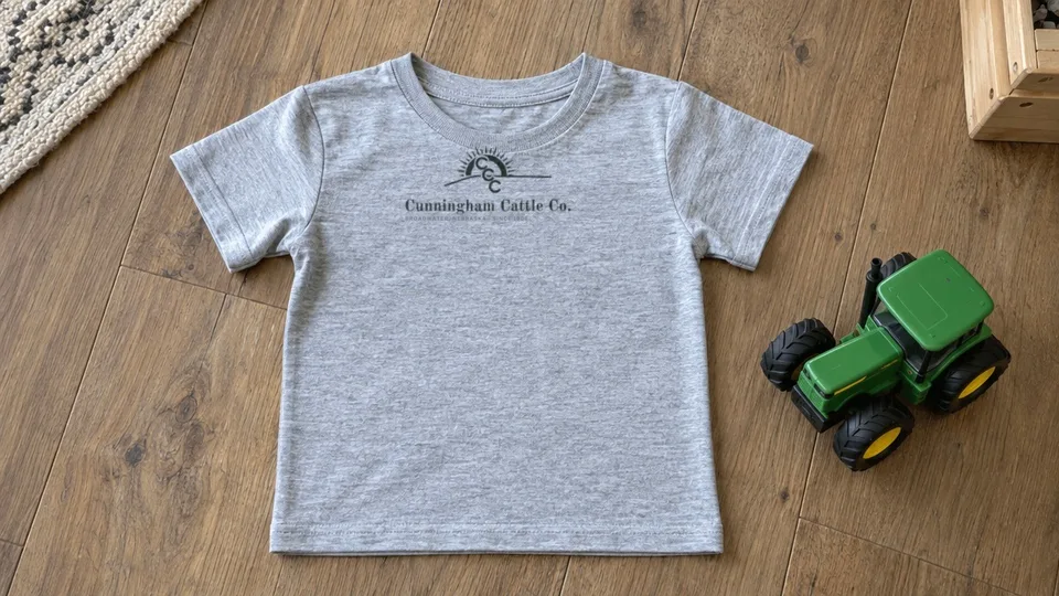 Heather gray youth tee with the Cunningham Cattle Co. logo